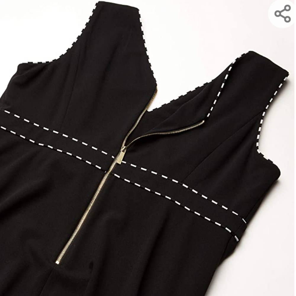 Calvin Klein Sleeveless A-line V-Neck Midi Dress